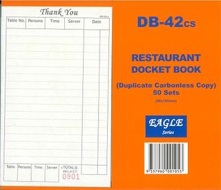 DB-42CS RESTAURANT CARBONLESS DUPLICATE (50 Sheets) 1/BOOK