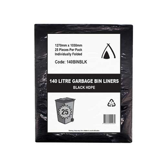 140LT BIN LINERBLACK 1030x1270 140lt 25/PK 8PKS/CTN