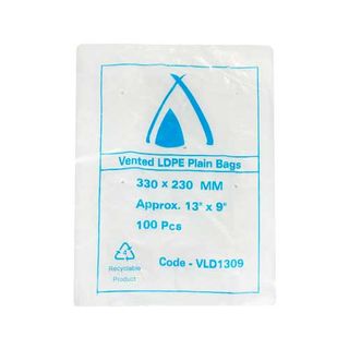 POLY BAG LD VENTED 13x9 30um 330 x 230mm 100/PK 10PAKS/CTN