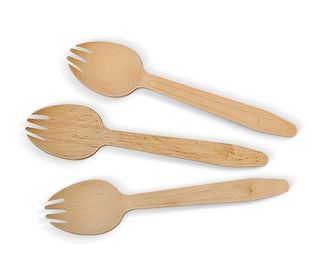 WOODEN SPORKS COATED 100/PAK 10PAK/CTN