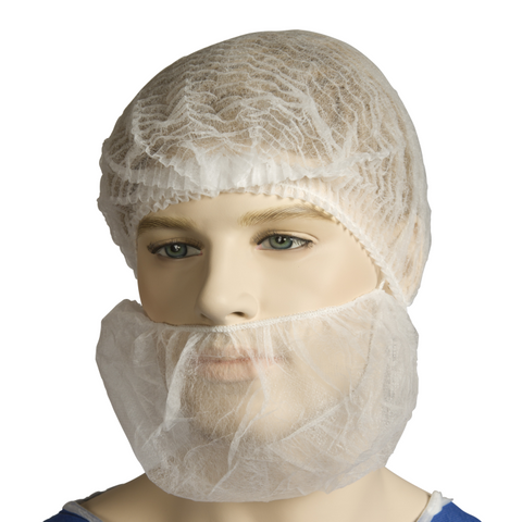 BEARD COVERS WHITE DOUBLE LOOP 100/PK 5PKS/CTN