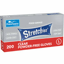 GLOVES STRETCHIES LARGE CLEAR 200PK   10PKS/CTN