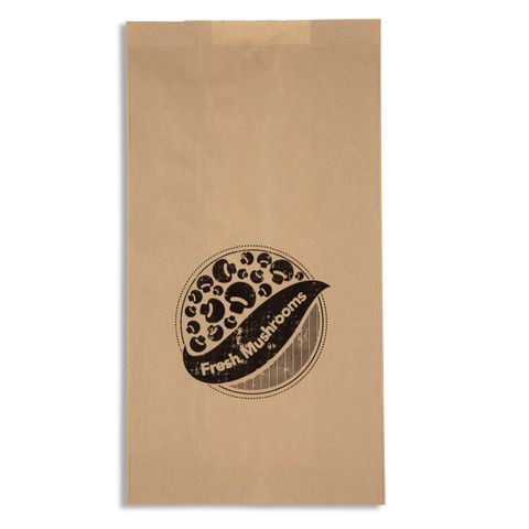 MUSHROOM PRINTED BROWN BAGS 280x152x88mm 500/PK