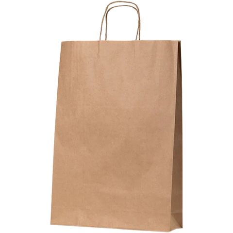 No4 MEDIUM KRAFT BAG HANDLED ~ 480x340x110mm 50PK   5 PKS/CTN