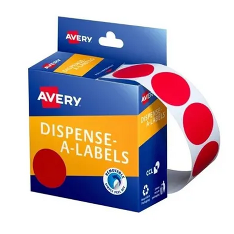 ROUND LABEL 24MM RED BOX/500