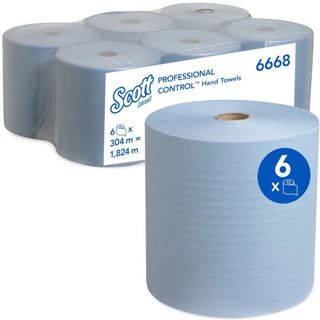 SCOTT 6668 BLUE HARD ROLL TOWEL1 PLY