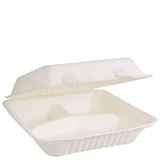 NATURAL FIBRE CLAM DINNER BOX 3 COMPARTMENT