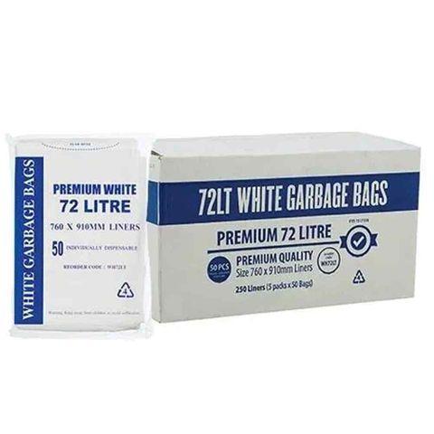 72L WHITE PREMIUM BIN LINERS
