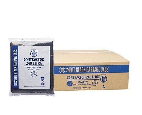240L BLACK BIN LINERS CONTRACTOR HDPE