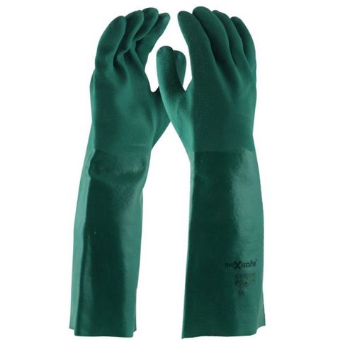 GLOVES PVC MENS GREEN 18" 45CM