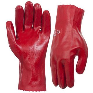 GLOVES RED PVC MENS 27CM
