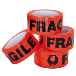 FRAGILE TAPE BLACK ON FLURO ORANGE 48MM X 66M