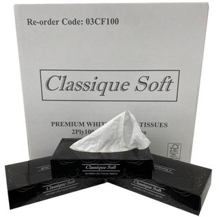 CLASSIQUE PREMIUM WHITE FACIAL TISSUES 2 PLY