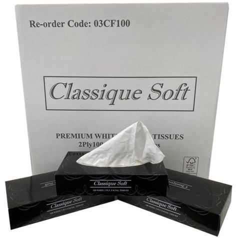 CLASSIQUE PREMIUM WHITE FACIAL TISSUES 2 PLY
