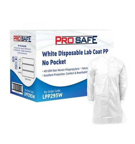 WHITE LAB COAT PP NO POCKETS