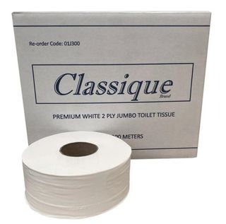 CLASSIQUE PREMIUM WHITE 2 PLY JUMBO TOILET TISSUE