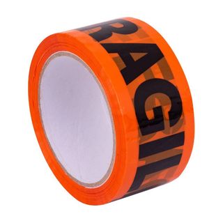FRAGILE TAPE BLACK ON ORANGE