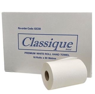 CLASSIQUE PREMIUM WHITE ROLL HAND TOWEL 80M