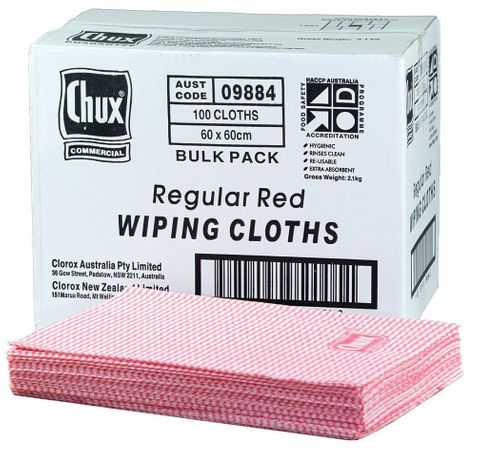 CHUX 9884 REGULAR WIPING CLOTHS RED 60CM X 60CM