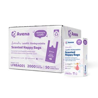 LAVENDER SCENTED NAPPY BAGS LF BIODEGRADABLE HDPE