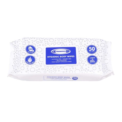 HYGIENIC BODY WIPES LARGE 50 PACK