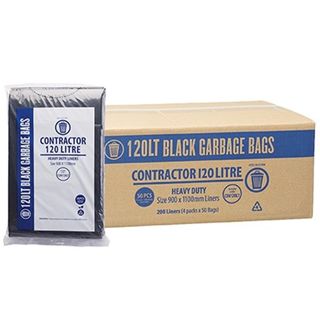 120L CONTRACTOR HEAVY DUTY GARBAGE BAGS BLACK