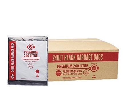 240L BLACK PREMIUM LDPE BIN LINERS