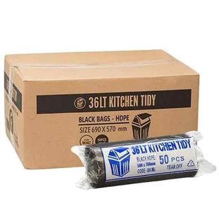 36L BLACK KITCHEN TIDY LINER HDPE