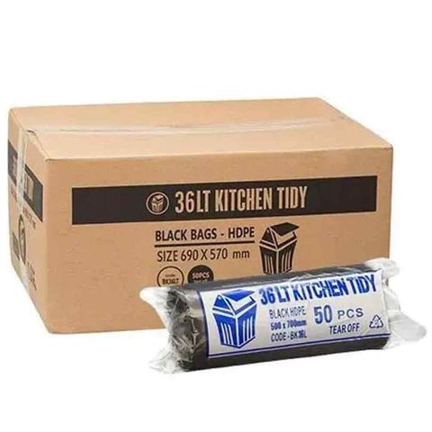 36L BLACK KITCHEN TIDY LINER HDPE