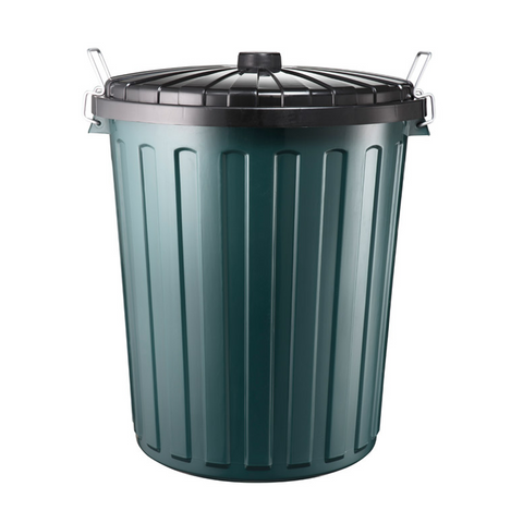 PLASTIC GARBAGE BIN AND LID GREEN 45L