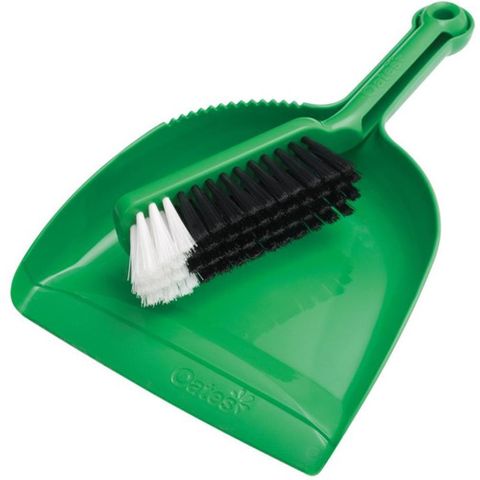 GREEN PLASTIC DUSTPAN SET