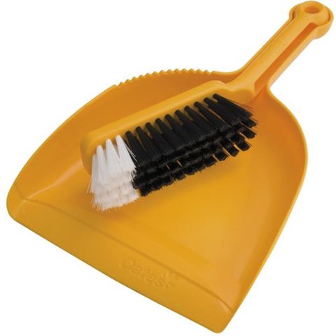 YELLOW PLASTIC DUSTPAN SET