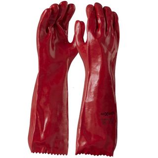 GLOVES RED PVC MENS 18" (46CM)