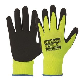 GLOVES HI VIS BACKED LATEX -10