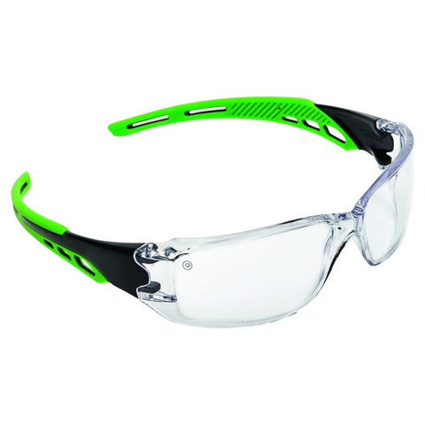 CIRRUS GREEN ARM CLEAR SAFETY GLASSES