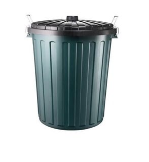GREEN PLASTIC GARBAGE BIN AND LID 75L