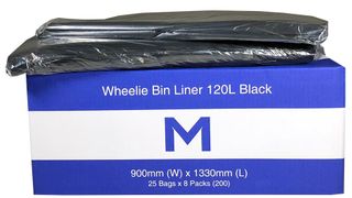 120ltr Black Wheelie Bin Liner 900mm Wx1330mm L 30mu - 25pk