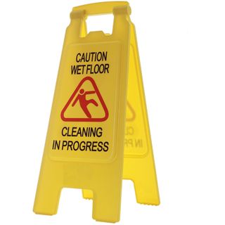 'Caution Wet Floor Cleaning in Progress' Sign (Yellow)