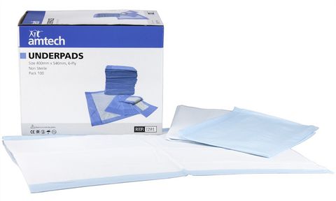 Blue Underpad 610x430mm 21g - 100 per dispenser box