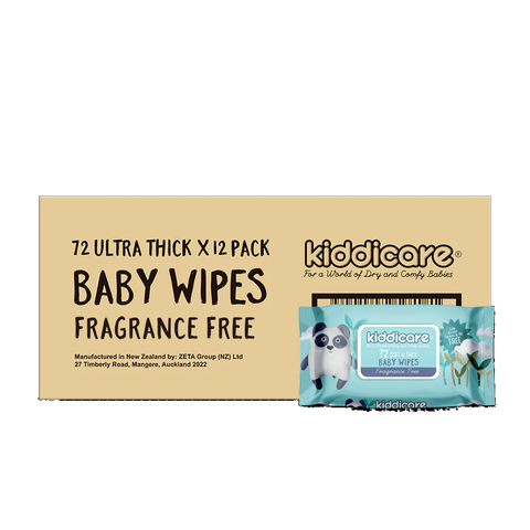 Kiddiecare Baby Wipes Fragrance Free 72's x12 (Carton)