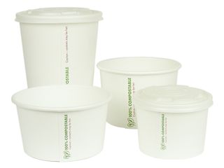 Hot container white PLA-lined 8oz - 50 units/slv