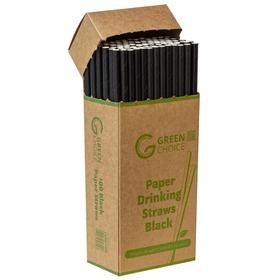 Green Choice Black Paper Straw 6 dia x 200mm L - 100pcs