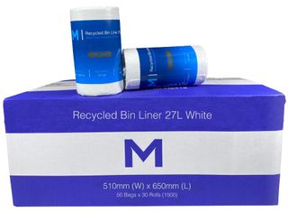 KT Recycled Bin Liner 27L White - Roll 50 (15mu)