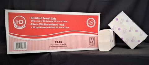 HD Slimfold Paper Hand Towel 1ply 200shts x 20 packs