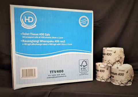 HD Toilet Tissue 400sht 2ply wrapped x 48 rolls