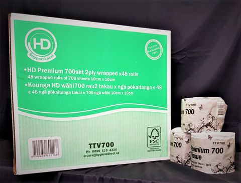 HD Premium 700sht 2ply wrapped x48 rolls