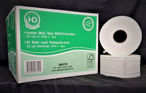 HD Premium Jumbo Mini 1ply Non-perforated x 12 Rolls