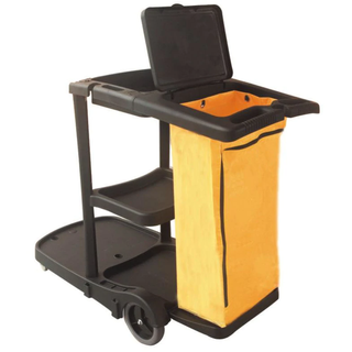 Premium Janitor Cart Trolley with bag Black