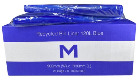 120ltr Blue Wheelie Bin liner 1330mm x 900mm - Pk 25