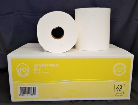 HD 1Ply White Centrefeed Hand Towel 300m x 6 rolls